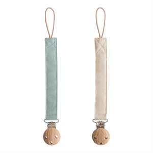 Mushie Linen Pacifier Clip 2-pack - Sea Mist/Shifting Sand